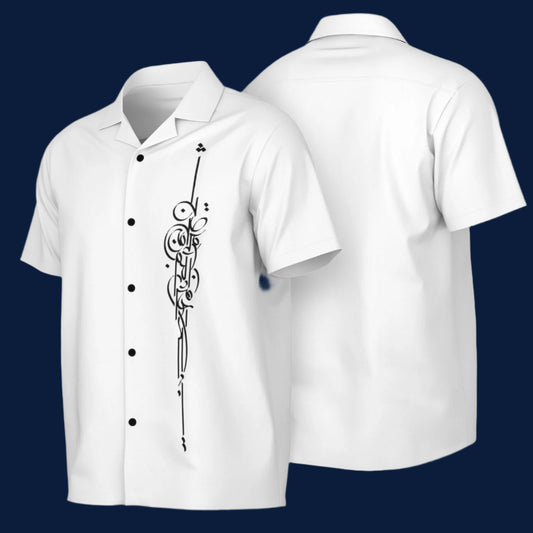 Calligraphical Short Sleeve Button-Down Shirt Men's All Over Print Hawaiian Shirt-New (Model T58)